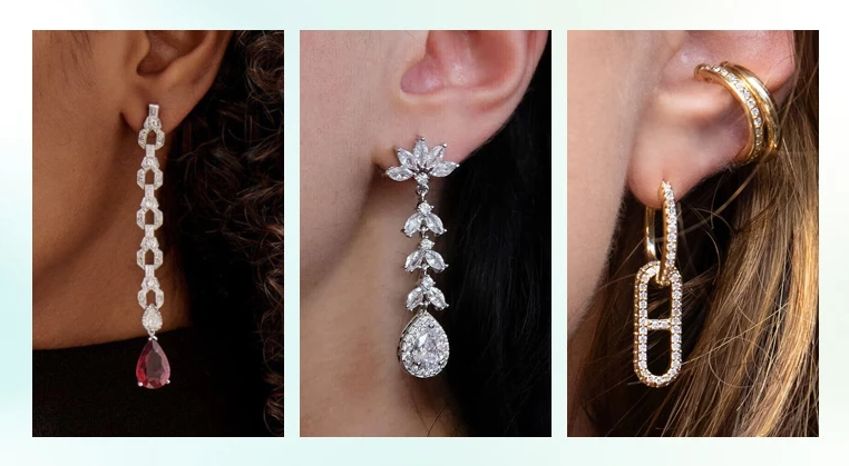 Collage of the diamond earrings images